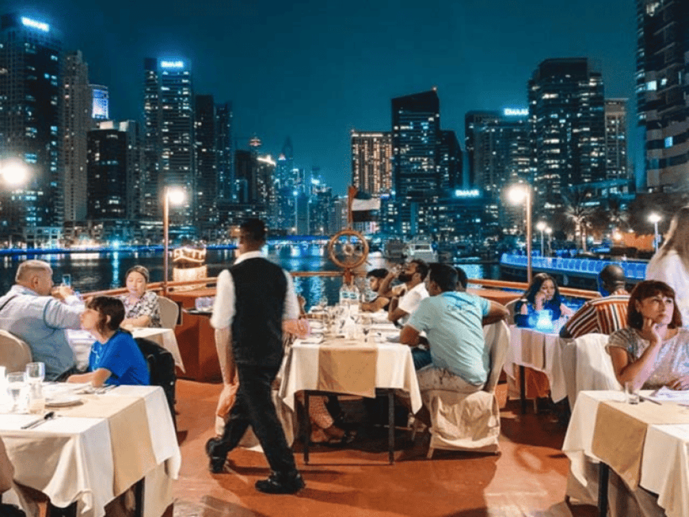 Dubai: Dhow Cruise Dinner at Creek, Marina with Upper deck | ®ExcursionMania - Image 2